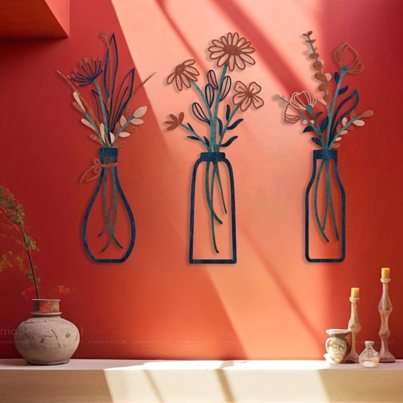 Interior Design Elegant - 3 Large Floral Wall Art Sculptures