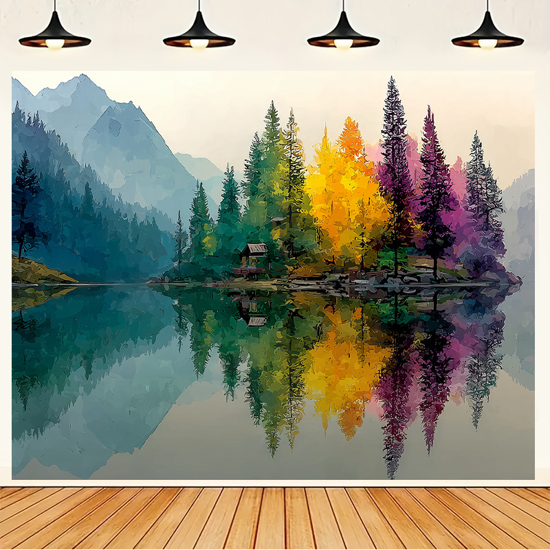 Colorful Forest Lake Wall Mura - Interior Design With Wallpaper recension och pris