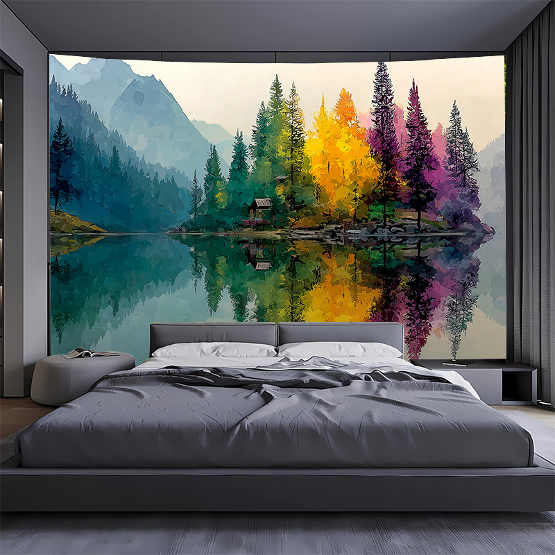 Colorful Forest Lake Wall Mura - Interior Design With Wallpaper recension och pris