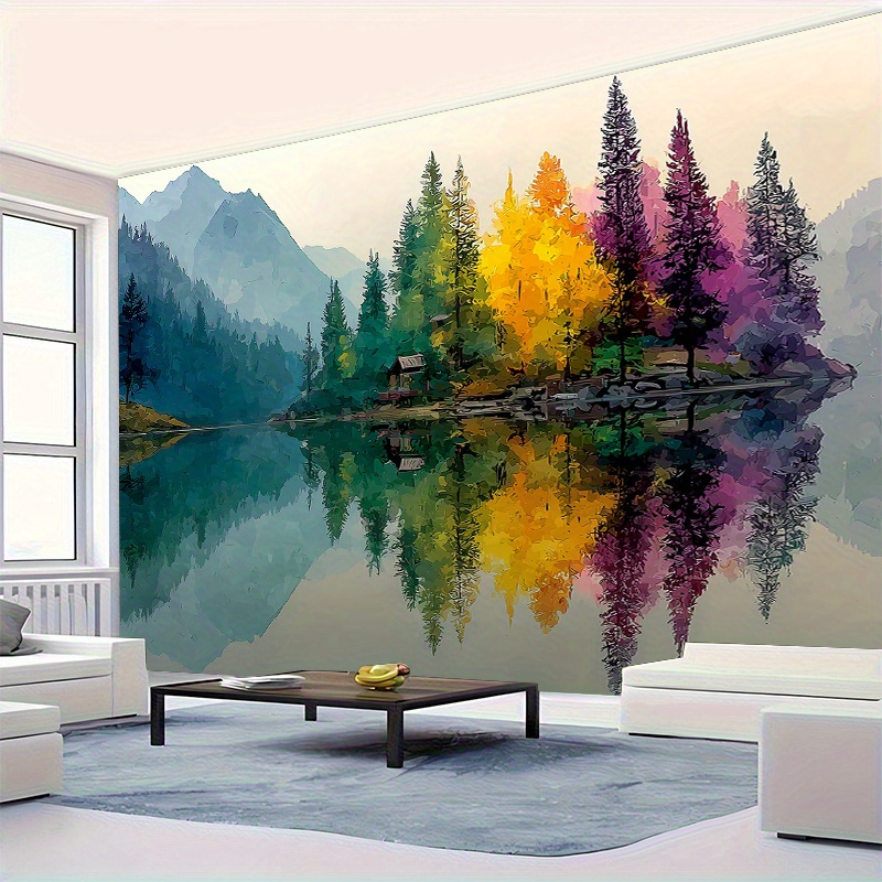 Colorful Forest Lake Wall Mura - Interior Design With Wallpaper recension och pris