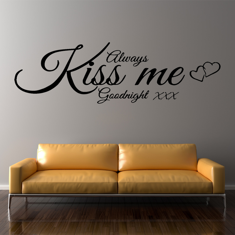 Wall Decal Quote Always Kiss M - Interior Design With Wallpaper recension och pris