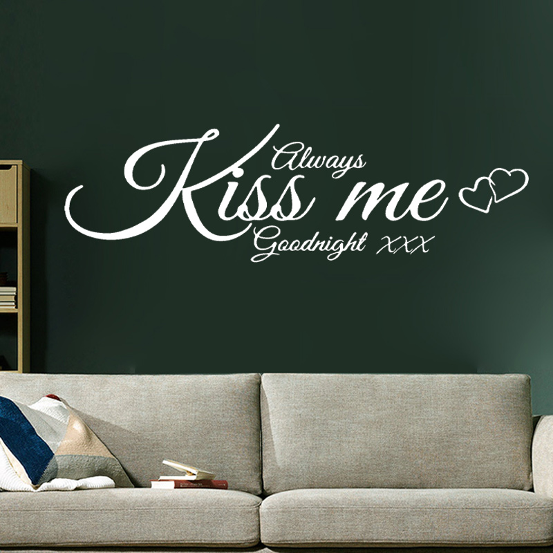 Wall Decal Quote Always Kiss M - Interior Design With Wallpaper recension och pris