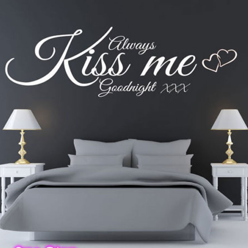 Wall Decal Quote Always Kiss M - Interior Design With Wallpaper recension och pris