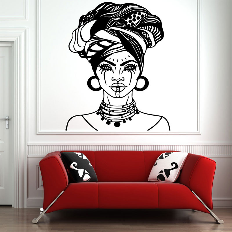 Beautiful African Woman Wall D - Interior Design With Wallpaper recension och pris