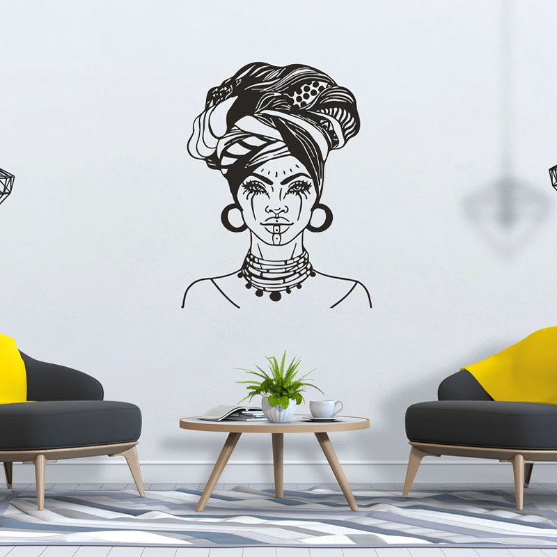 Beautiful African Woman Wall D - Interior Design With Wallpaper recension och pris