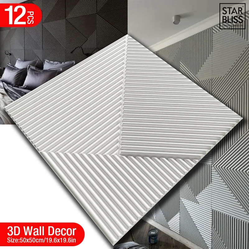 12pcs 50cm 3D wall decor Wood  - Wall Panel 3D Texture recension och pris