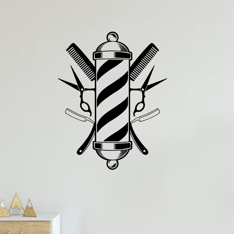 Barber Shop Wall Sticker Vinyl - Interior Design With Wallpaper recension och pris